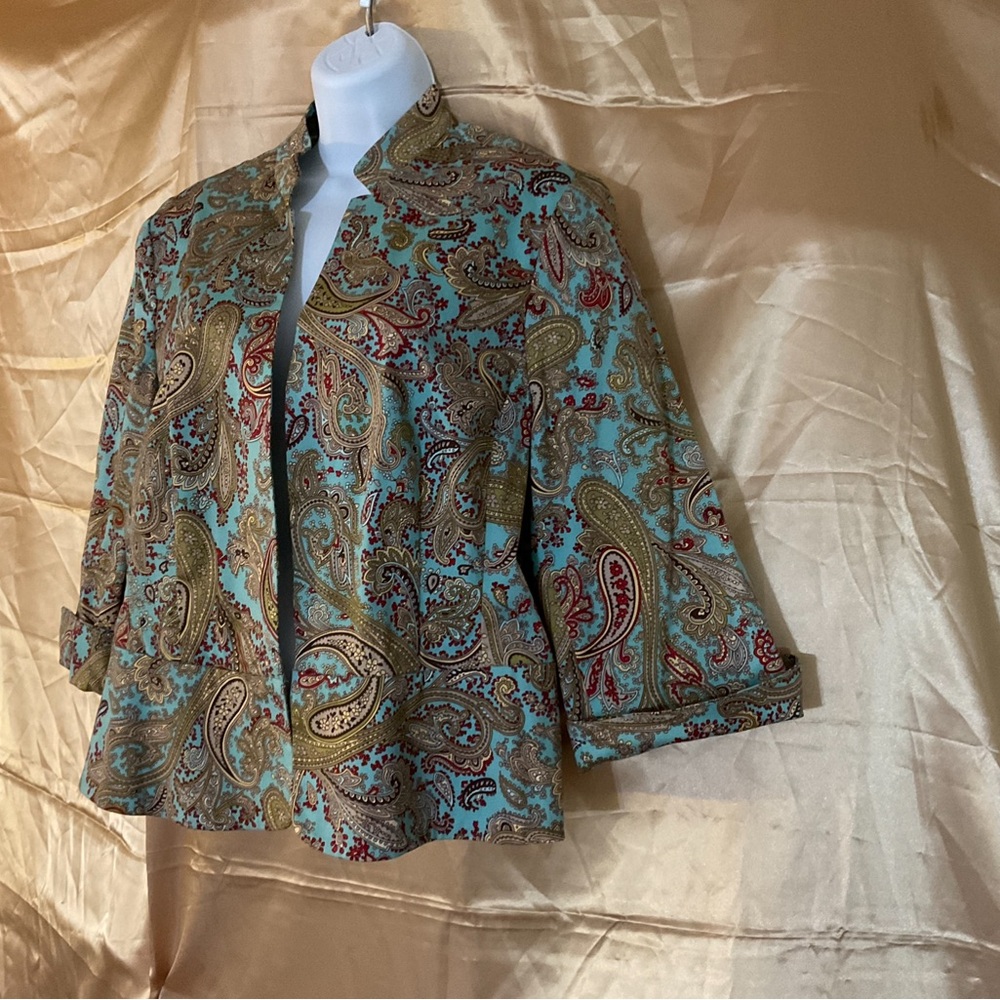 Chic Paisley Blazer - Blue, Gold, Red